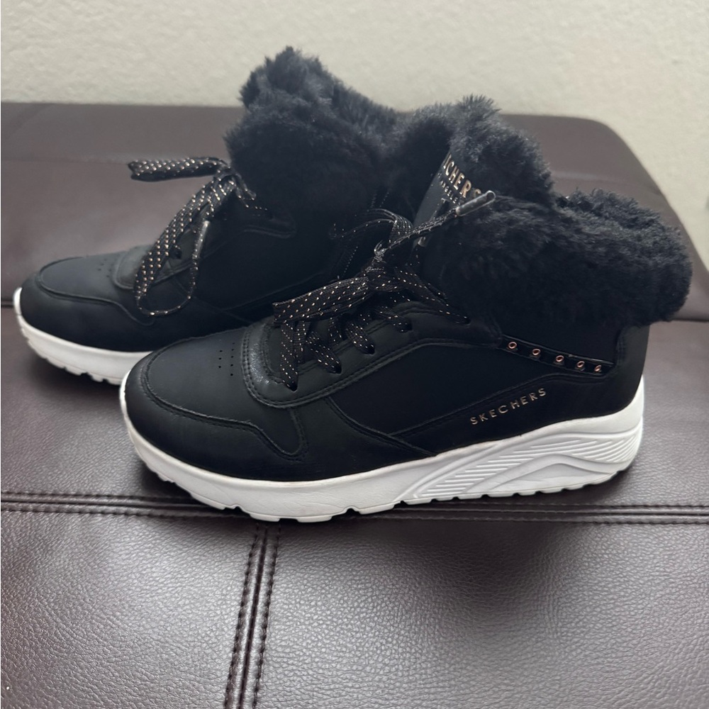 Skechers Black and White Kids Boots